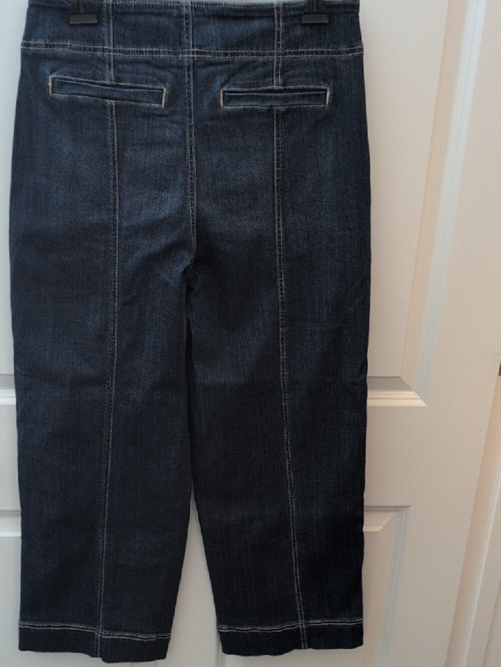 Chico's Dark Denim Wide-Leg Jeans with Contrast Stitching. - Picture 2 of 5